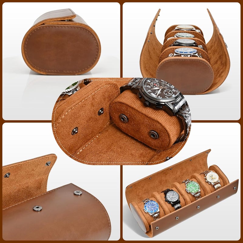 ROSELLE Watch Roll Travel Case for Men and Women - 4 Watch Storage and Organizer - Secure Storage with Innovative Removable Pillows & Solid Dividers for Home, Travel and Display - Image 3